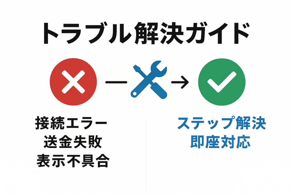 NFTウォレット設定トラブル解決フローチャート：接続エラー、送金失敗、表示不具合の診断手順、99%解決可能な対処法一覧