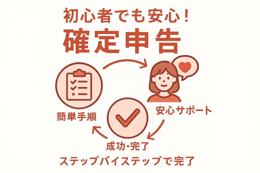 NFT 確定申告の5ステップ実践ガイド。記録整理→所得計算→申告書作成→提出→納付の手順と2025年3月17日期限、e-Tax推奨を含む安心サポート図