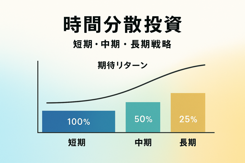 NFT投資における短期・中期・長期の時間分散投資戦略図