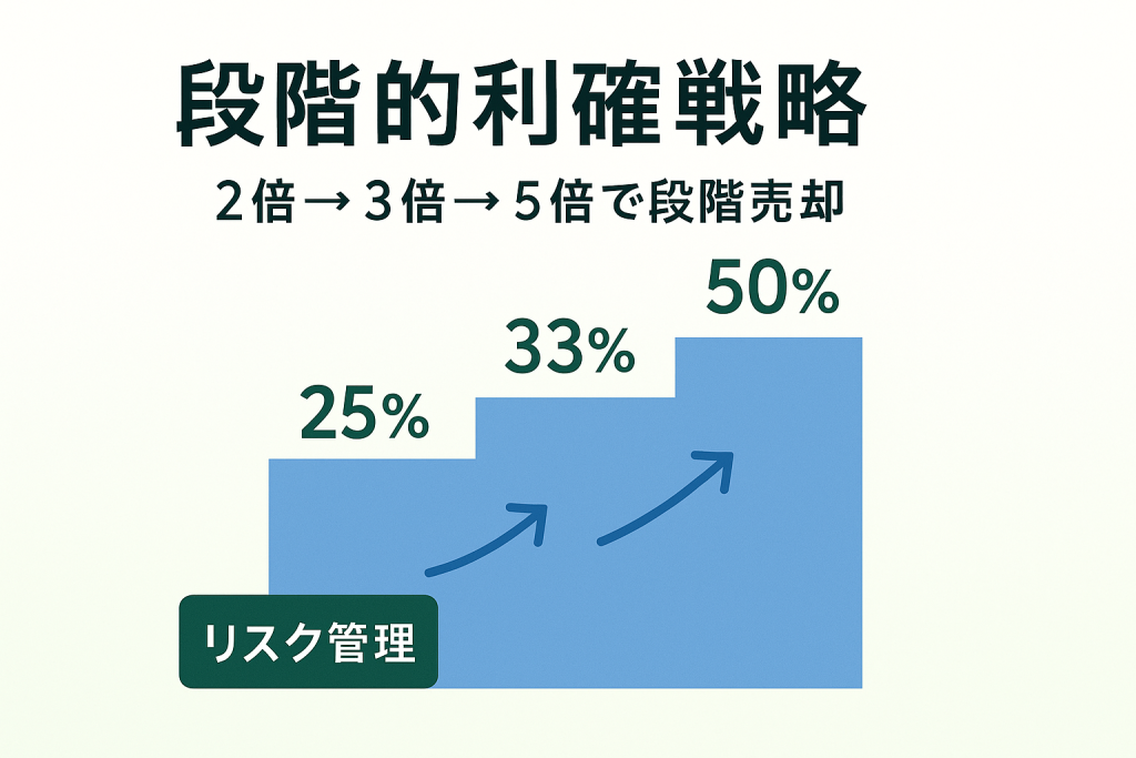 NFT投資における段階的利確戦略の図解（2倍→3倍→5倍売却）